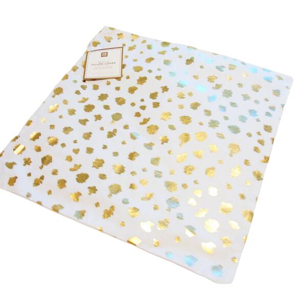 Pottery Barn Pillow Cover16x16 Metallic Gold Cheetah Leopard Animal Print New - Picture 3 of 4